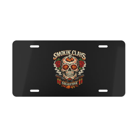 Smokin' Clays Skull Vanity Plate – Decorative License Tag